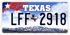 LFF2918 license plate in Texas