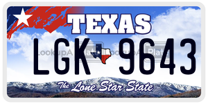 LGK9643 license plate in Texas