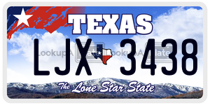 LJX3438 license plate in Texas