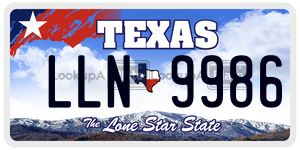 LLN9986  license plate in TX