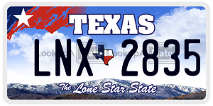LNX2835 license plate in Texas