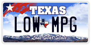 LOWMPG  license plate in TX