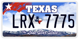 LRX7775 license plate in Texas