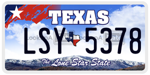 LSY5378 license plate in Texas