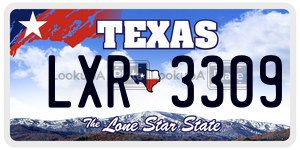 LXR3309 license plate in Texas