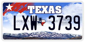 LXW3739 license plate in Texas