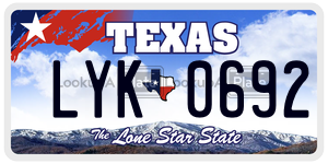 LYK0692 license plate in Texas