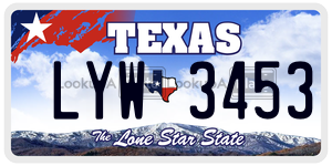 LYW3453 license plate in Texas