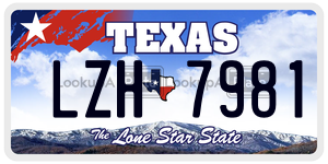 LZH7981 license plate in Texas