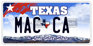 MACCA  license plate in TX
