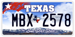 MBX2578 license plate in Texas