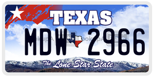 MDW2966 license plate in Texas