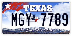 MGY7789 license plate in Texas