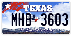 MHB3603 license plate in Texas