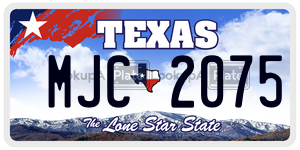 MJC2075 license plate in Texas