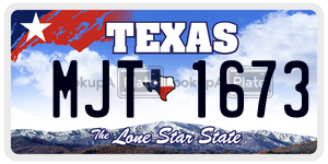 MJT1673  license plate in TX