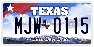 MJW0115 license plate in Texas
