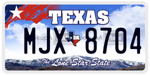 MJX8704 license plate in Texas