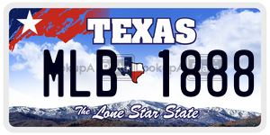 MLB1888 license plate in Texas