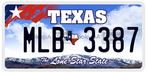 MLB3387 license plate in Texas