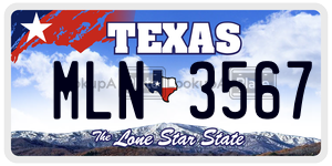 MLN3567 license plate in Texas