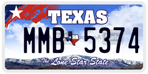 MMB5374 license plate in Texas