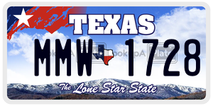 MMW1728  license plate in TX
