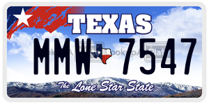 MMW7547 license plate in Texas