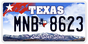 MNB8623 license plate in Texas