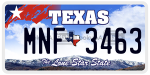 MNF3463 license plate in Texas