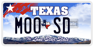MOOSD  license plate in TX