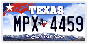 MPX4459 license plate in Texas