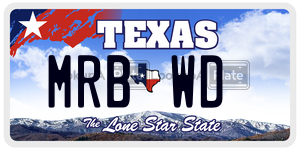 MRBWD license plate in Texas