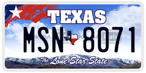 MSN8071 license plate in Texas