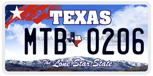 MTB0206 license plate in Texas