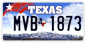 MVB1873 license plate in Texas