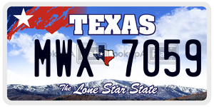 MWX7059 license plate in Texas