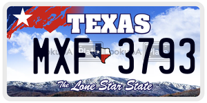 MXF3793 license plate in Texas