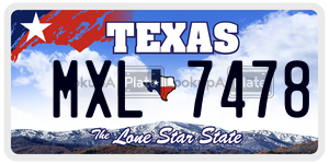 MXL7478 license plate in Texas
