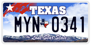 MYN0341 license plate in Texas