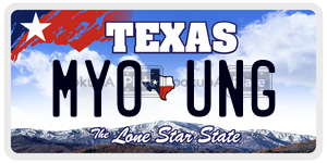 MYOUNG license plate in Texas