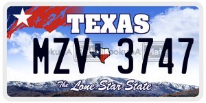 MZV3747 license plate in Texas