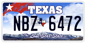 NBZ6472 license plate in Texas