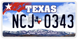 NCJ0343  license plate in TX