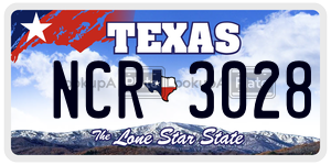 NCR3028 license plate in Texas