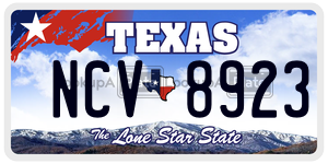 NCV8923 license plate in Texas