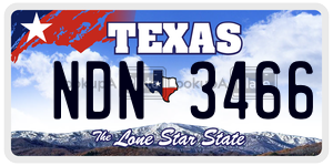 NDN3466 license plate in Texas