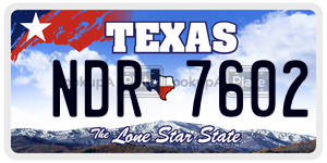 NDR7602 license plate in Texas