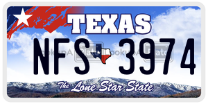 NFS3974 license plate in Texas