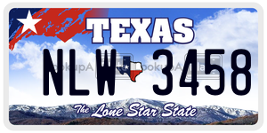 NLW3458 license plate in Texas